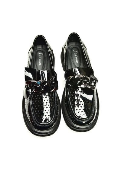 Fox Shoes U704137508 Siyah Rugan Loafer Makosen Kadın Ayakkabı Siyah