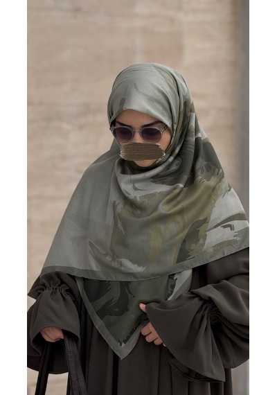 Qalortex Scarf Pamuklu Soft Erva Desen Eşarp-çağla Çağla