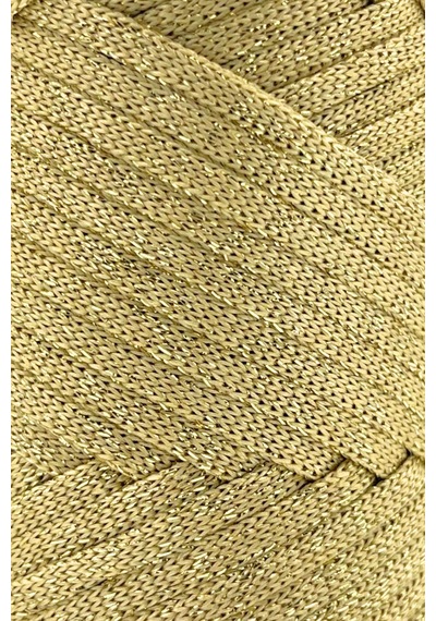 Premium Simli Ribbon Polyester İp 200 Gr Makrome İpi Supla İpliği Ve Çanta İp Simli Hardal