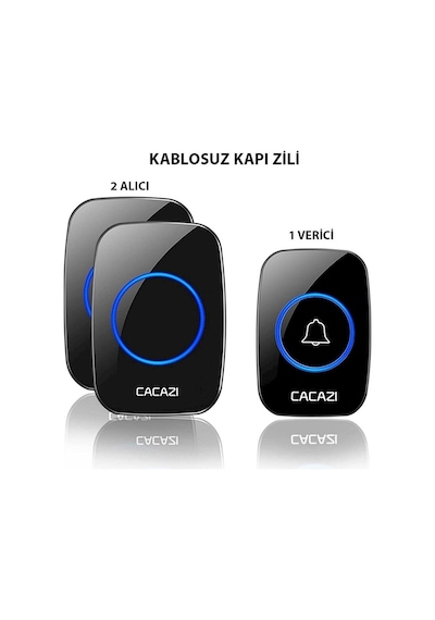 Electrimax  2 Alıcılı Kablosuz Uzaktan Kumandalı LED Kapı Zili