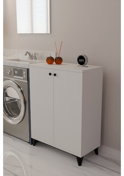 Çok Amaçlı Banyo & Çamaşır Odası Dolabı, Ayarlanabilir Raflı, Kapaklı Modern Banyo Dolabı Beyaz Çok Amaçlı Banyo & Çamaşır Odası Dolabı, Ayarlanabilir Raflı, Kapaklı Modern Banyo Dolabı Beyaz