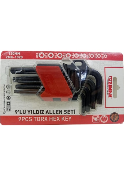 Zimak 9lu Torx Delikli Alyan Seti Mıknatıslı 120mm Zmk1020