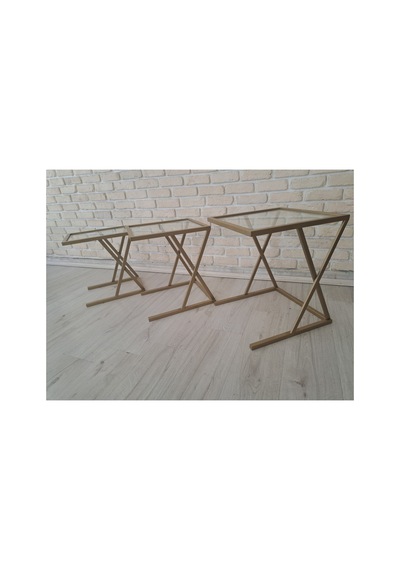 Şeffaf Camlı, Metal Zigon Sehpa Çok Renkli - 922789506 Çok Renkli