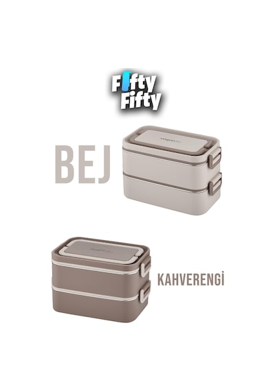 2000 Ml 2 Kat Paslanmaz Çelik Çorba Kaseli Bento Lunch Box Yeni Nesil Sefer Tası -fflbox01 Bej