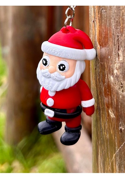 Noel Baba Yılbaşının Mini Gücü 3d Hareket Ettirilebilir Mini Anahtarlık 6 Cm Beyaz - Kırmızı