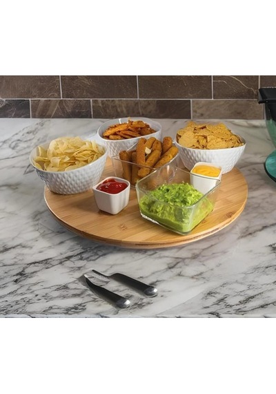 Bambu 360 Döner Standlı Servis Ve Sunum Tabağı