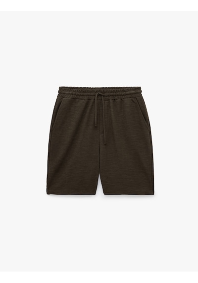 Koton Regular Fit Cepli Bermuda Beli Bağcıklı Şort Kahverengi 6sam40068mk Kahve