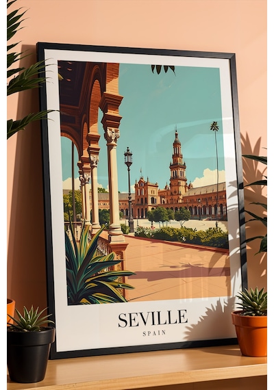 Seville Spain Vintage Seyahat Posteri Çerçeveli Tablo - Premium Endülüs Estetiği Elit Duvar Dekoru Siyah Seville Spain Vintage Seyahat Posteri Çerçeveli Tablo - Premium Endülüs Estetiği Elit Duvar Dekoru Siyah