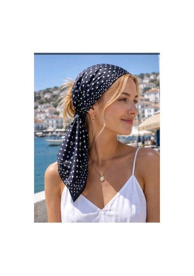 D2listone Desenli Fular Puantiyeli Bandana 50x50 Çok Renkli