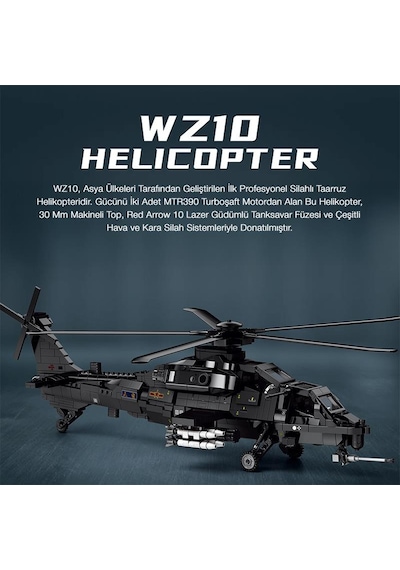 Reobrix 33033 Changhe Z-10 Helikopter Yaratıcı Yapı Blok Seti Building Blocks - 1169 Parça