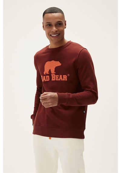 Bad Bear Logo Crewneck Erkek Sweatshirt-25278 Bordo