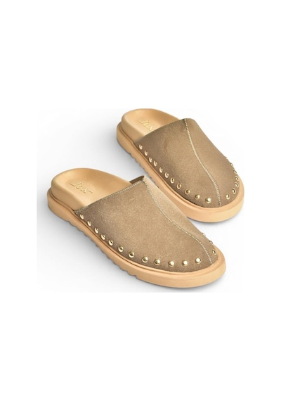 Fox Shoes Y918132902 Bej Süet Önü Kapalı Sabo Terlik