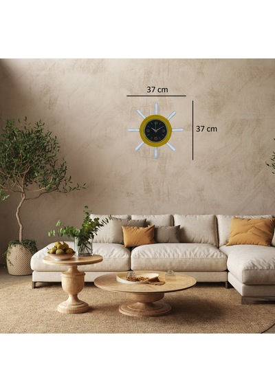 Sarı Modern Kavelalı Dümen Duvar Saati Pl-d3744y