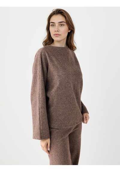 Jimmy Key Kahve Melanj Rahat Kesim Yarasa Kol Yumuşak Dokulu Sweatshirt 5ww236154819