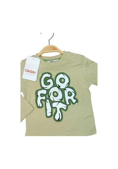 Çikoby Erkek Bebek Pamuklu İnce Uzun Kollu T-shirt-13781-yeşil Yeşil