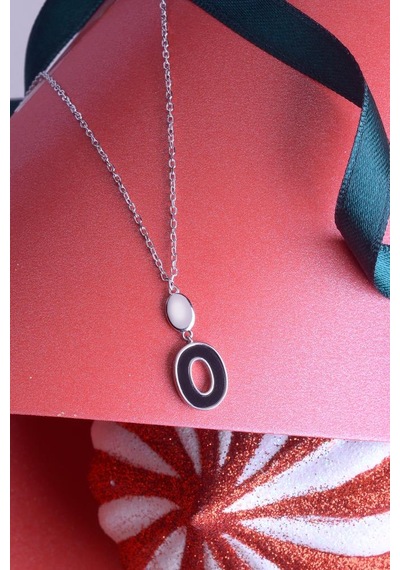 Innuendo Jewelry 925 Ayar Gümüş O Kolye Gümüş - Siyah