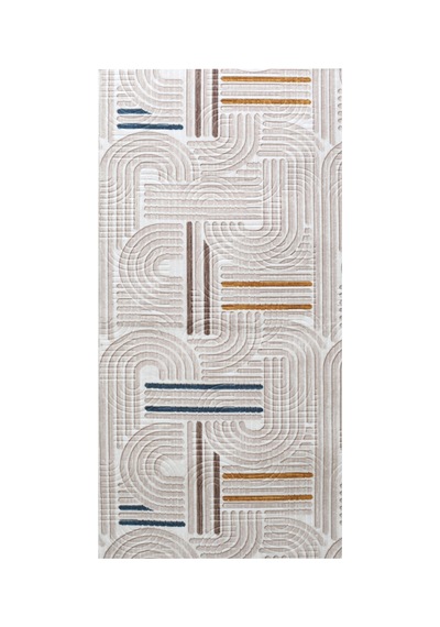 Salon Halısı Bej Kabartmalı Geometrik Desenli Fch3012 Multi