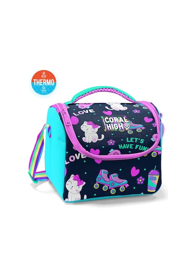 Coral High Kids Lacivert Pembe Kedili Paten Desenli Thermo Beslenme Çantası 11891
