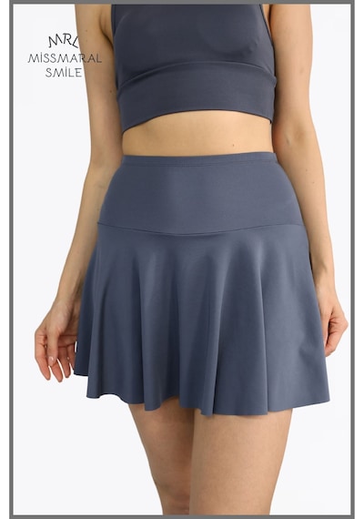 Missmaral Antrasit Şortlu Etek Yüksek Bel Skirt With Shorts Casual Beachwear Tennis 110101 Antrasit
