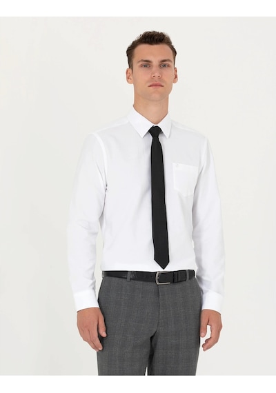 Pierre Cardin Beyaz Regular Fit Uzun Kollu Basic Gömlek Beyaz