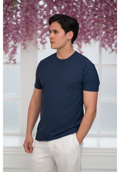 Paul Martin Slimfit Lyocell Kumaş Likralı Küçük Armürlü Bisiklet Yaka T-shirt İndigo Paul Martin Slimfit Lyocell Kumaş Likralı Küçük Armürlü Bisiklet Yaka T-shirt İndigo