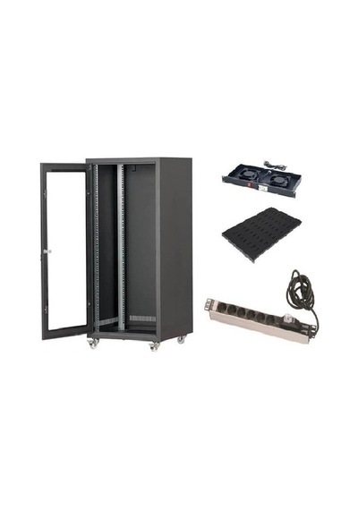 Setrack 26u 19'' 600x600 Rack Kabinet+sabit Sabit Raf+fan Modülü+grup Priz