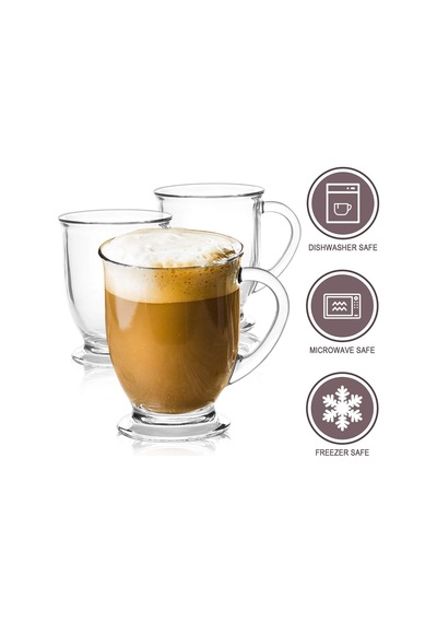 Tr 15 Oz/450 Ml Cam Kahve Kupaları, Kulplu Şeffaf Kahve Fincanları, Latte, Kapuçino, Espresso Kahve, Çay Ve Sıcak Diğer