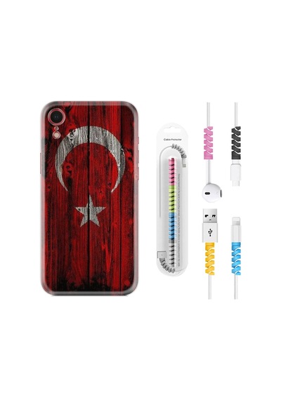 Apple Uyumlu iPhone XR Kılıf Kablo Koruyuculu Şanlı Türk Bayrağı 2 1317