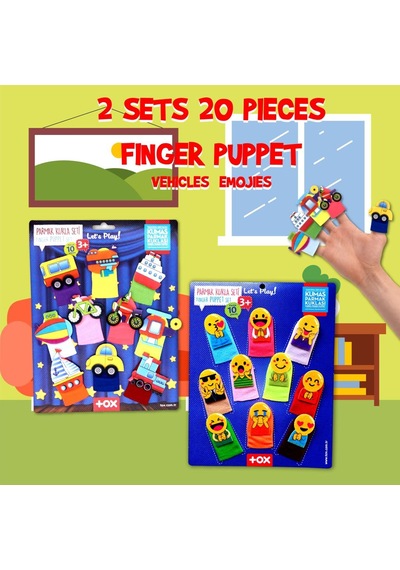2 Set 20 Parça Tox Taşıtlar ve Emojiler Parmak Kukla T106 T181