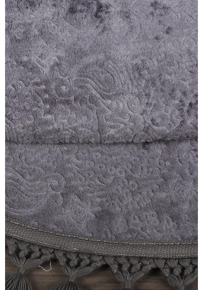 Nova Antrasit Yuvarlak 100x100 Cm Ponpon Saçaklı Kaymaz Tabanlı Banyo Paspası Diğer