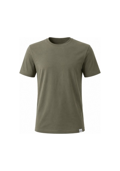 Haki Bisiklet Yaka Kısa Kol Slim Fit Pamuklu Tişört 1011265166
