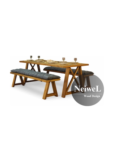 Neiwel Pina Doğal Ahşap Banklı Mutfak Ve Yemek Masası Takımı-120-280 Takım Açık Ceviz Neiwel Pina Doğal Ahşap Banklı Mutfak Ve Yemek Masası Takımı-120-280 Takım Açık Ceviz