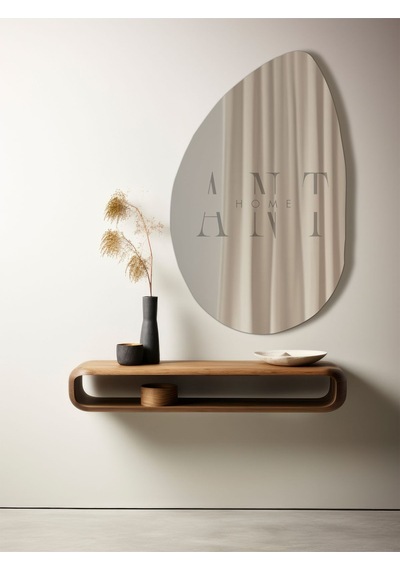 Asimetrik Ayna, Dekoratif Ayna, 90x60, Konsol Aynası, Dresuar Aynası, Tuvalet Aynası 90 X 60 Gümüş
