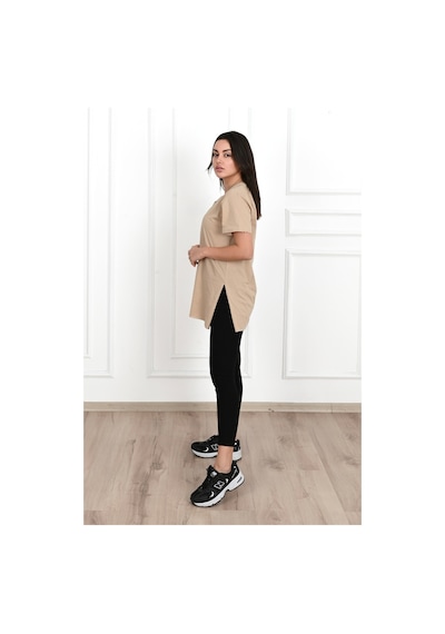 Kadın V Yaka Yırtmaçlı T-shirt 8783-22 001