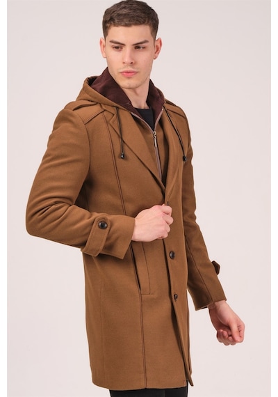 Plt8334 Dewberry Erkek Palto-Koyu Camel-Koyu Camel