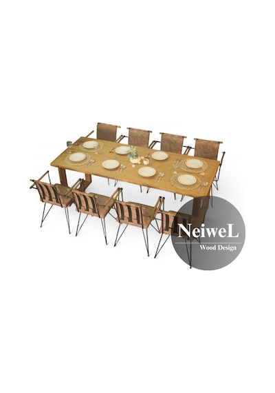 Neiwel Loen Doğal Ahşap Mutfak Ve Yemek Masası-70-120 Açık Ceviz