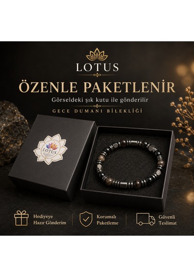 Gece Dumanı Bilekliği Siyah Akik, Dumanlı Akik & Hematit Duman