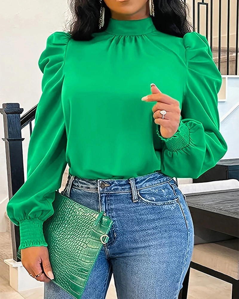 Ahes Shopping Kadın Uzun Kollu Balıkçı Yaka Arkadan Bağlamalı Omuzlardan Balon Ithal Krep Bluz Yeşil Ahes Shopping Kadın Uzun Kollu Balıkçı Yaka Arkadan Bağlamalı Omuzlardan Balon Ithal Krep Bluz Yeşil