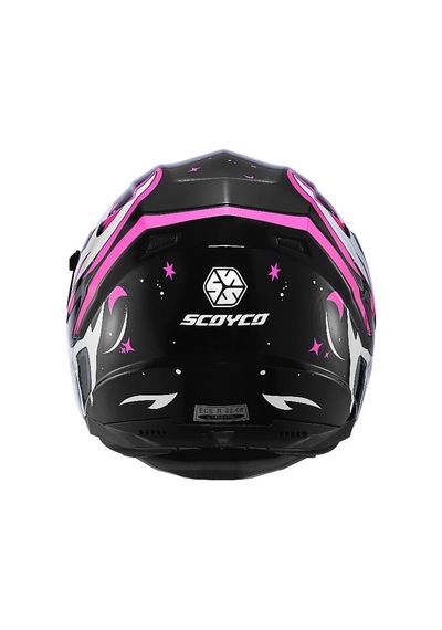 Scoyco Double Vizörlü Full Face Motosiklet Kaskı Siyah Pembe