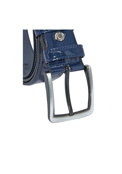 Süzer Deri Lacivert Rugan Suni Deri Dikişli 4 Cm.lik Klasik Kemer - 7400-95 Lacivert