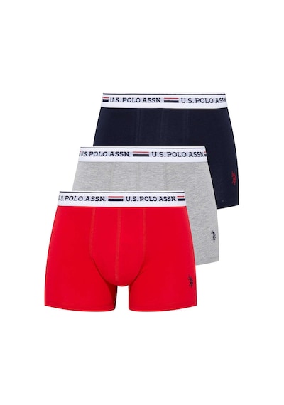 U.S. Polo Assn. Erkek Kırmızı - Gri Melanj - Lacivert 3 Lü Boxer 80431 Kırmızı