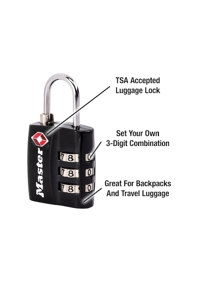 Master Lock Siyah Tsa Onaylı Geniş Kilit Gövdeli Ve İnce, Dayanık Diğer