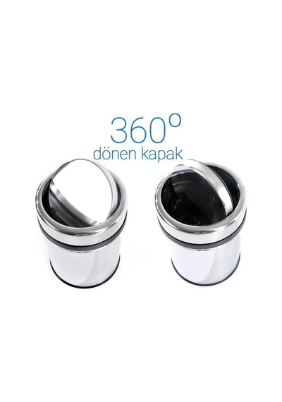 Vinoks Premium Serisi Pratik Döner Kapaklı 20 Litre Mutfak/banyo Çöp Kovası Paslanmaz Krom, 20l Diğer