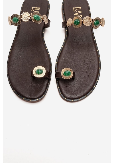 Luvishoes Martınez Kahverengi Tokalı Hakiki Deri Kadın Parmak Arası Terlik
