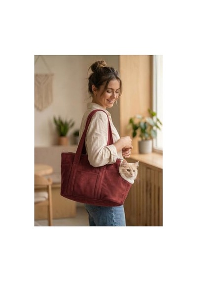 3.1 Phillip Lim Milano Kedi Köpek El Omuz Taşıma Çantası, Evcil Hayvan Seyahat Çantası, Kırmızı 0233 Orangeblue Cat