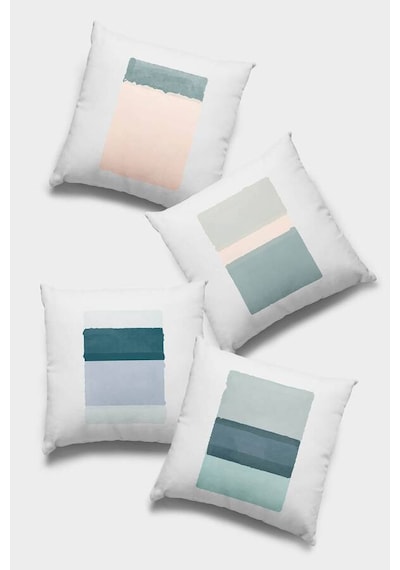 Turkuaz Geometrik Çift Taraf 4'lü Set Kırlent Kılıfı 4kr016n11