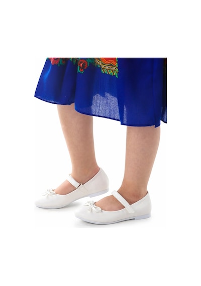 Kiko Kids Fiyonklu Cırtlı Kız Çocuk Babet Ayakkabı 201 Cilt Beyaz 001