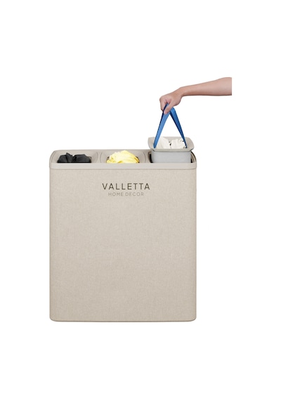 Paloma 120l Üç Yıkanabilir Bölmeli Katlanabilir Kumaş Kirli Çamaşır Sepeti Cappuccino Beige Xl