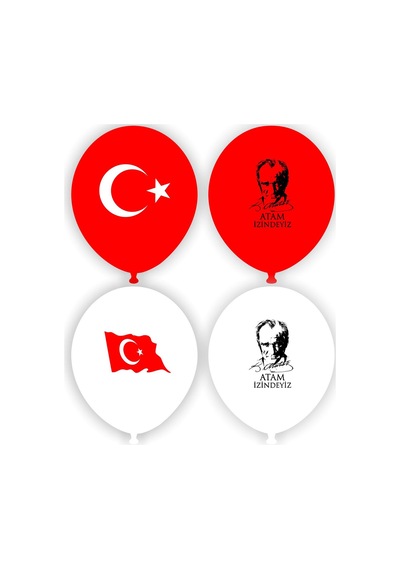 100'lü Atatürk Baskılı Bayrak Balon. Atatürklü Balon 23 Nisan Paketi