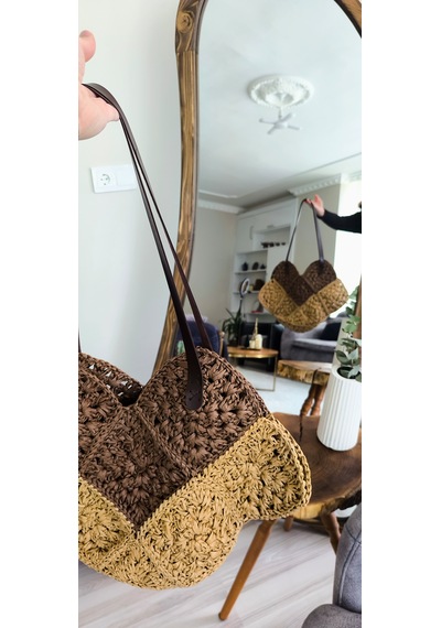Cloverbagss Zara Model Çanta Acı Kahverengi - Bej